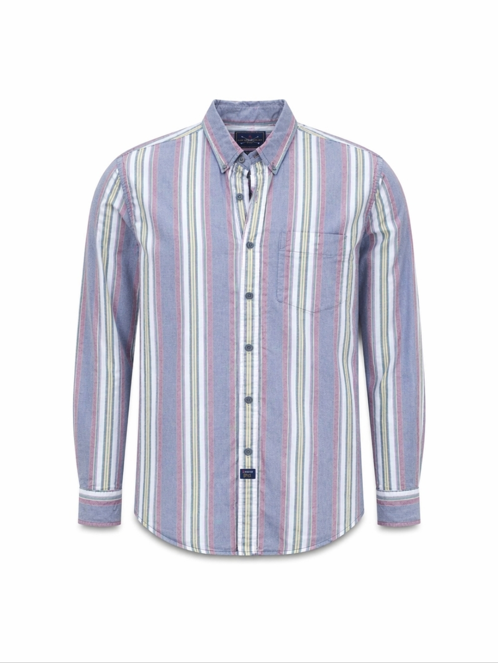 90s/Y2K Made In USA Striped Long-Sleeve Button-Up Shirt - Blue/White